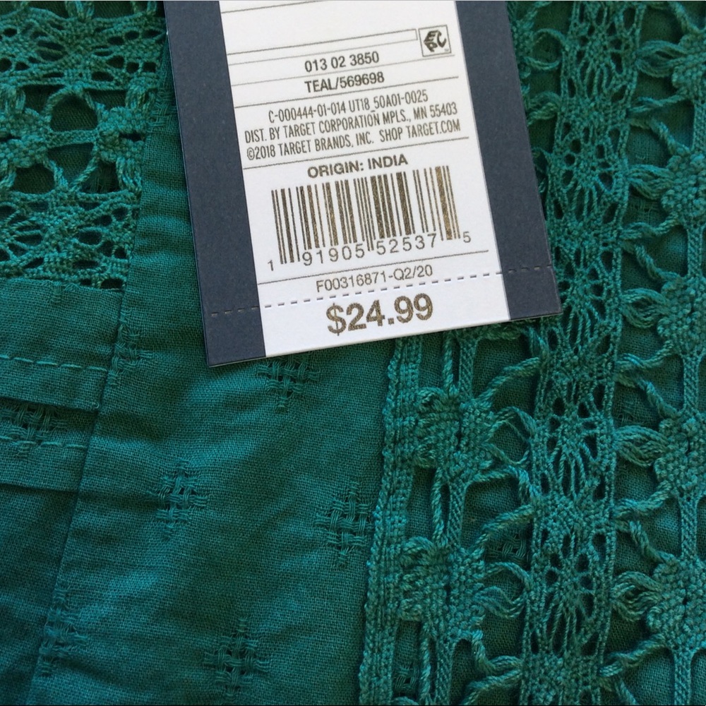 UNIVERSAL THREAD 🎯 Teal Puff Sleeve Eyelet Blouse - Picture 6 of 12